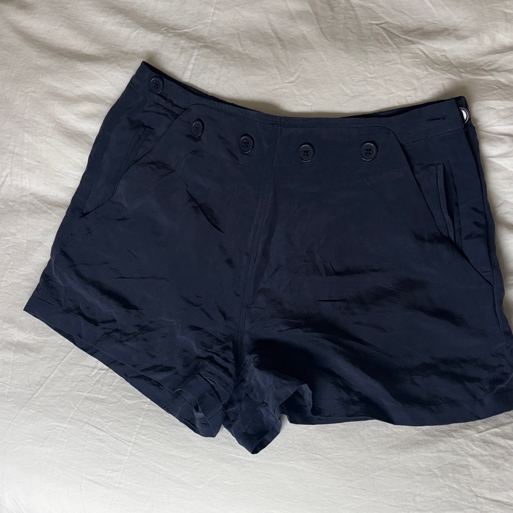 Joie Midnight Blue High Waist Shorts with Button Accents
